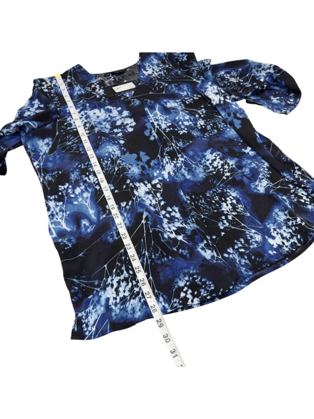 Slim Factor By Investments Womens Blue Floral V-Neck Pullover Blouse SZ XL NEW - Picture 8 of 13
